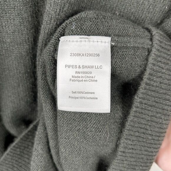 VERONICA BEARD Charcoal Green Cashmere Pullover Sweater Size Large Button Accent - Picture 7 of 11